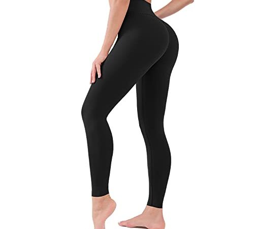 ACTINPUT Black Leggings for Women Soft High Waisted Tummy Control Leggings Sports Workout Gym Running Yoga Pants (1pc Black, S-M)