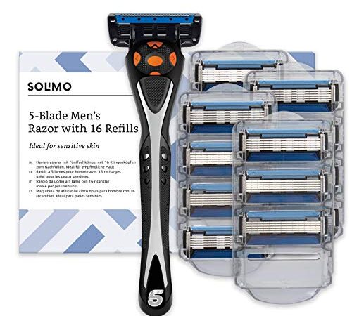 Amazon Brand - Solimo Male 5 Blade Men's Razor With 16 Refills