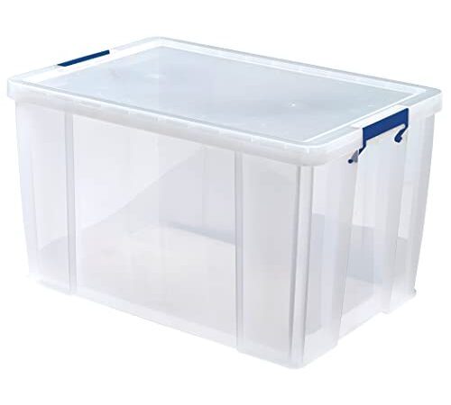 BANKERS BOX 85L Plastic Storage Box with Lids, ProStore Super Strong Stackable Plastic Storage Boxes (37.5 x 57.5 x 38cm), Clear