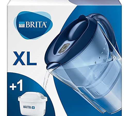 BRITA Marella XL water filter jug for reduction of chlorine, limescale and impurities, Includes 1 x MAXTRA+ filter cartridges, 3.5L - Blue