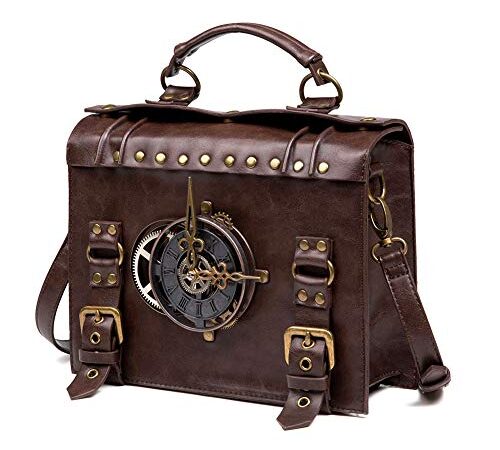 HUAXM Vintage Steampunk Backpack Retro Gothic Handmade Leather Messenger Bag Middle Ages Crossbody Handbag for Laptop Briefcase Satchel Bag