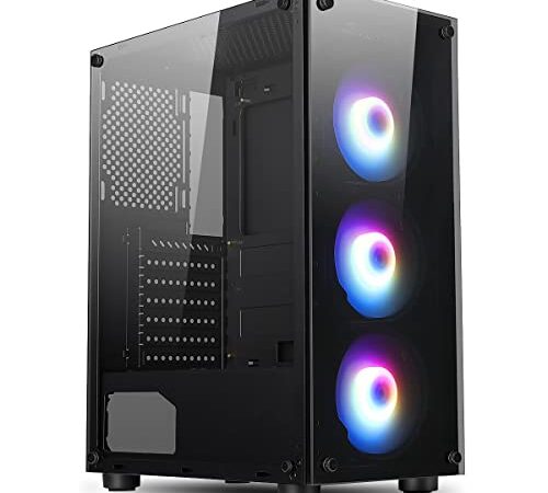 IONZ GAMER EDITION PC Computer Case M/ATX with Tempered Glass Side Panel with 3 Front ARGB fans (TEMPERED GLASS)