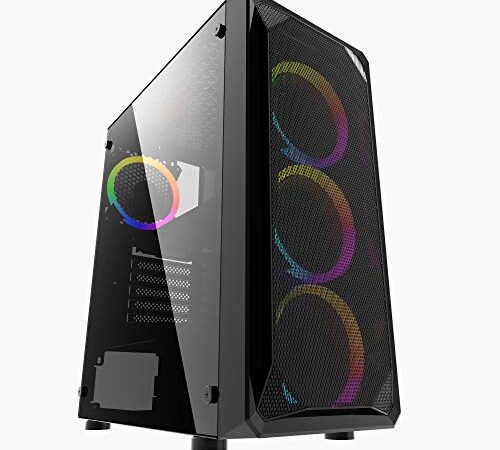 ionz KZ10 PC GAMING CASE MID TOWER ATX M/ATX TEMPERED GLASS SIDE WITH 3 FRGB