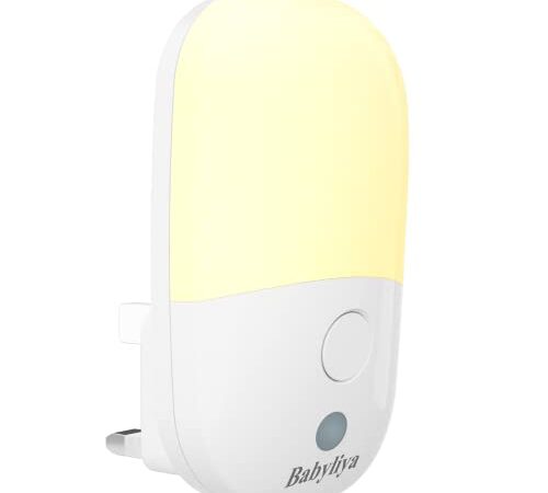 LED Night Light Plug in Walls with Dusk to Dawn Photocell Sensor & Brightness Adjustable 2700K Warm White Lamp, Babyliya Auto Sensor Night Lighting for Kids/Children, Stairs, Hallway, Kitchen, Bedroom