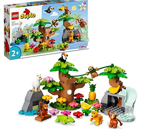 LEGO 10973 DUPLO Wild Animals of South America Set, Early Learning Toys for Toddlers, Girls & Boys Aged 2 Plus with 7 Toy Animal Figures & Jungle Playmat
