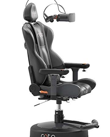 Roto VR Motorised Interactive Gaming Chair Plus Accessories Bundle - Fully Immersive Technology - Auto Turns Where You Look - Ergonomic Virtual Reality Games Chair For Use With VR Headsets - Black