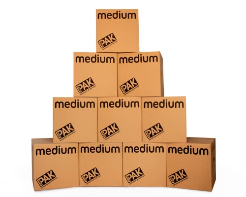 StorePAK Medium Storage Boxes - Archive Cardboard Boxes with Handles, 64 litres - 100% Recyclable - H40.5 x W40.5 x D40.5 cm, Brown, 64 Litres (Medium) (Pack of 10)
