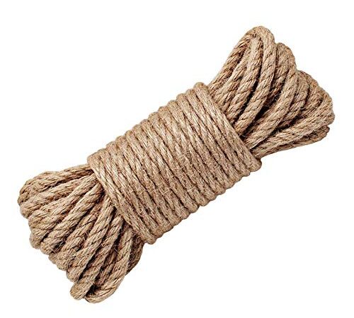 Wolike Hemp Rope,6mm Thick Rope Strong Natural Rope,Jute Rope for Craft Rope/Cat Scratching Rope/Garden Bundling(10 M/32 Feet) (6mm)
